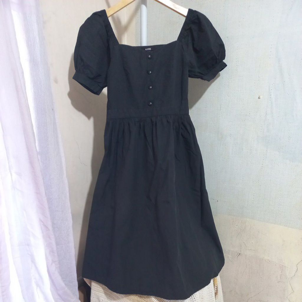 Dress Poplin hitam washed uk S