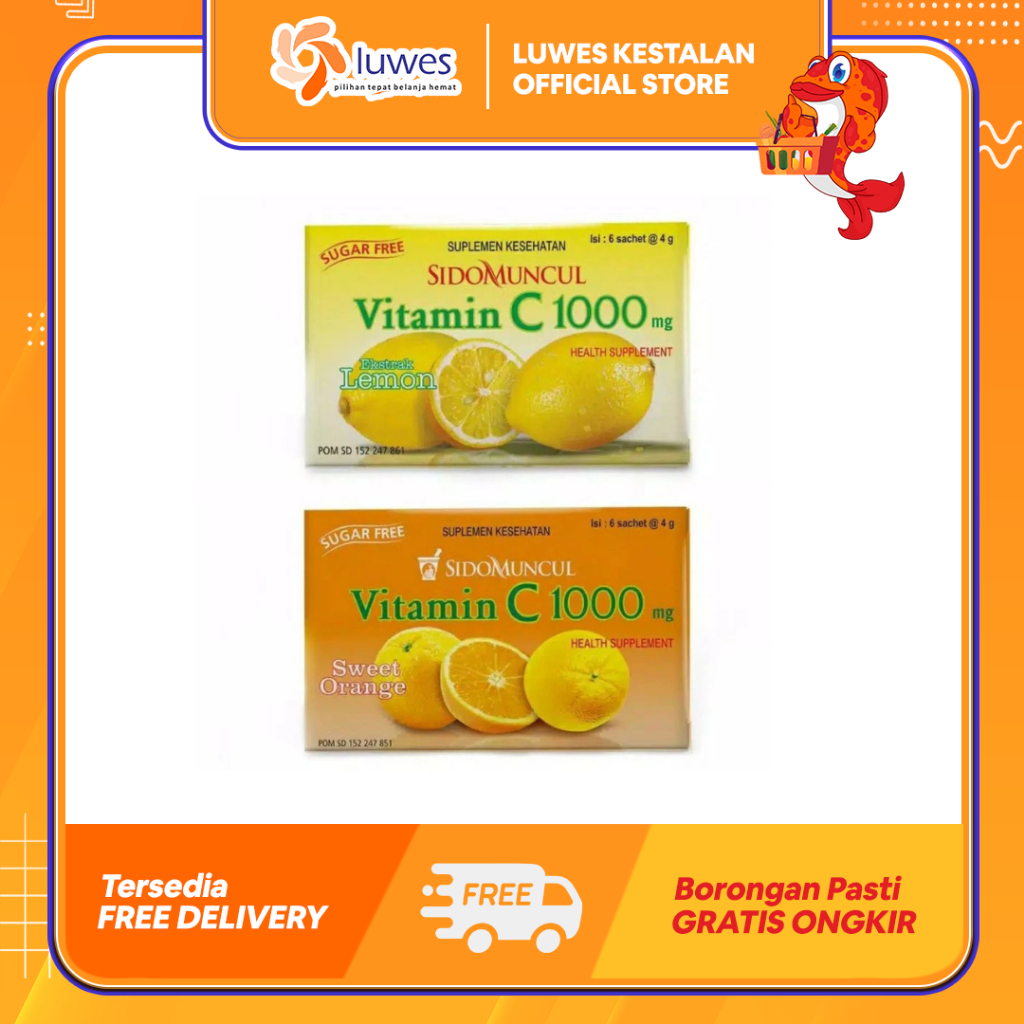 (LUWES) Sidomuncul Tablet Vitamin C1000mg Lemon / Sweet Orange | Vitamin C Sidomuncul Tablet Hisap |