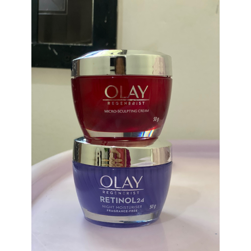 OLAY REGENERIST KRIM PAGI PELEMBAB WAJAH ANTI AGING + KRIM MALAM RETINOL 24 + NIGHT SERUM RETINOL 24