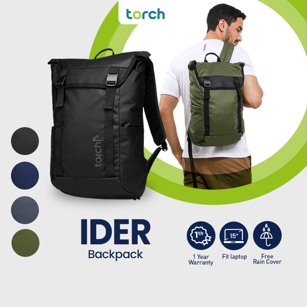 TORCH Ider Tas Ransel Punggung Sekolah Kerja Travelling Laptop Pria Wanita Tahan Air 19 Liter - Dail