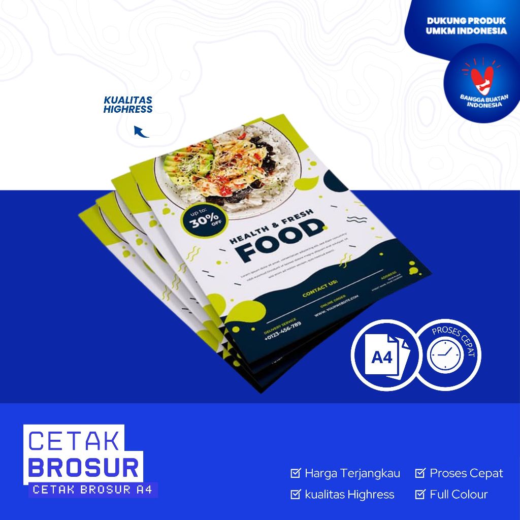 

Cetak Brosur Berwarna Bahan Art Paper Ukuran A4 1 Rim - SATU SISI