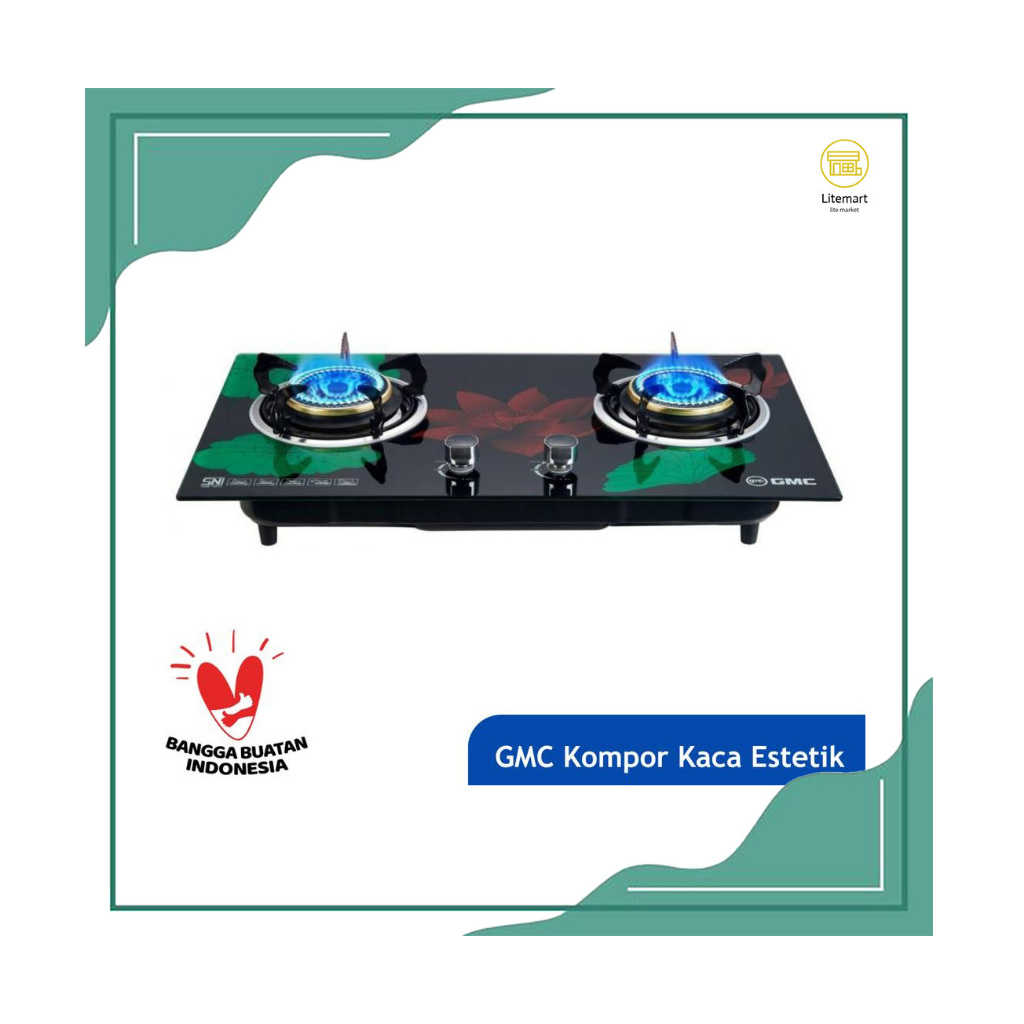 GMC KOMPOR GAS TANAM KACA 2 TUNGKU