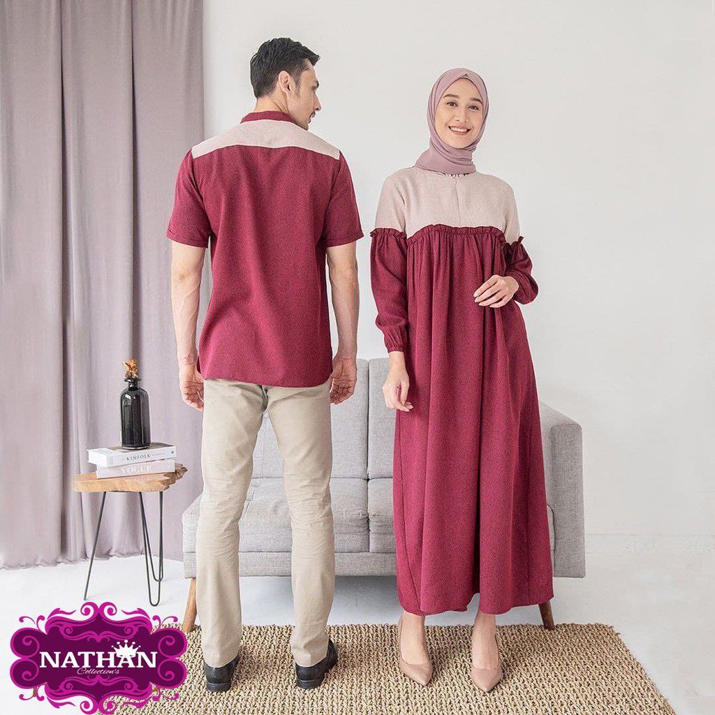 Oneset Baju Muslim Couple Kakha Sarimbit Keluarga Moscrepe Baju Lebaran Terbaru