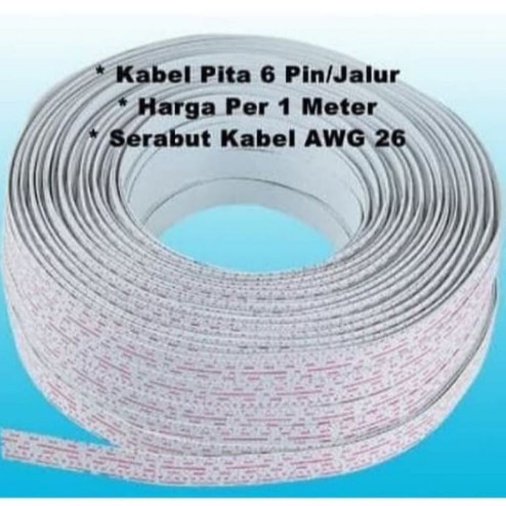 Kabel 6 jalur AWG26 Pipih Cable flat 6P 26AWG Pita