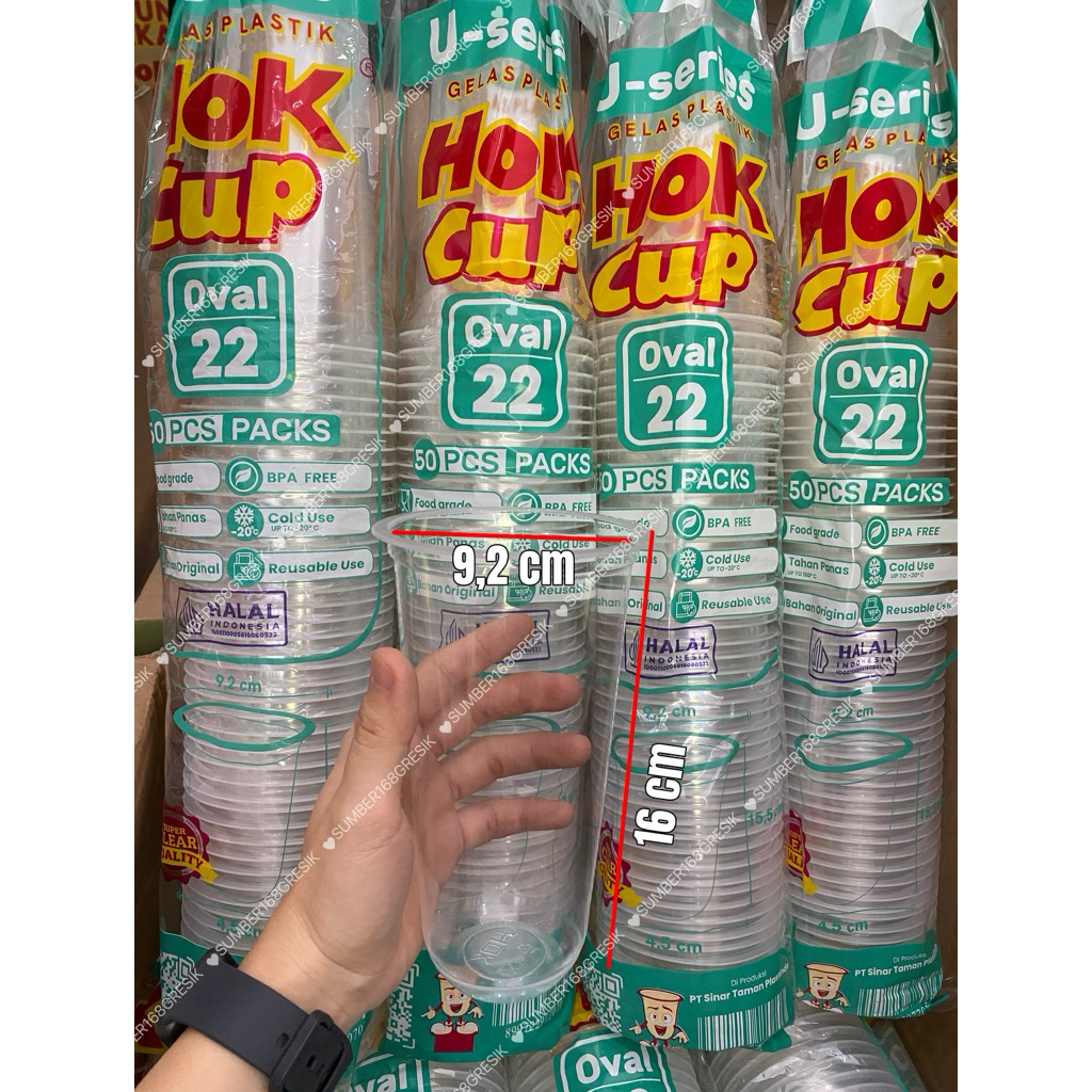 [50pcs] GELAS PLASTIK 22 oz OVAL 8 gram HOK | GELAS OVAL 22oz HOK | CUP 22oz OVAL HOK