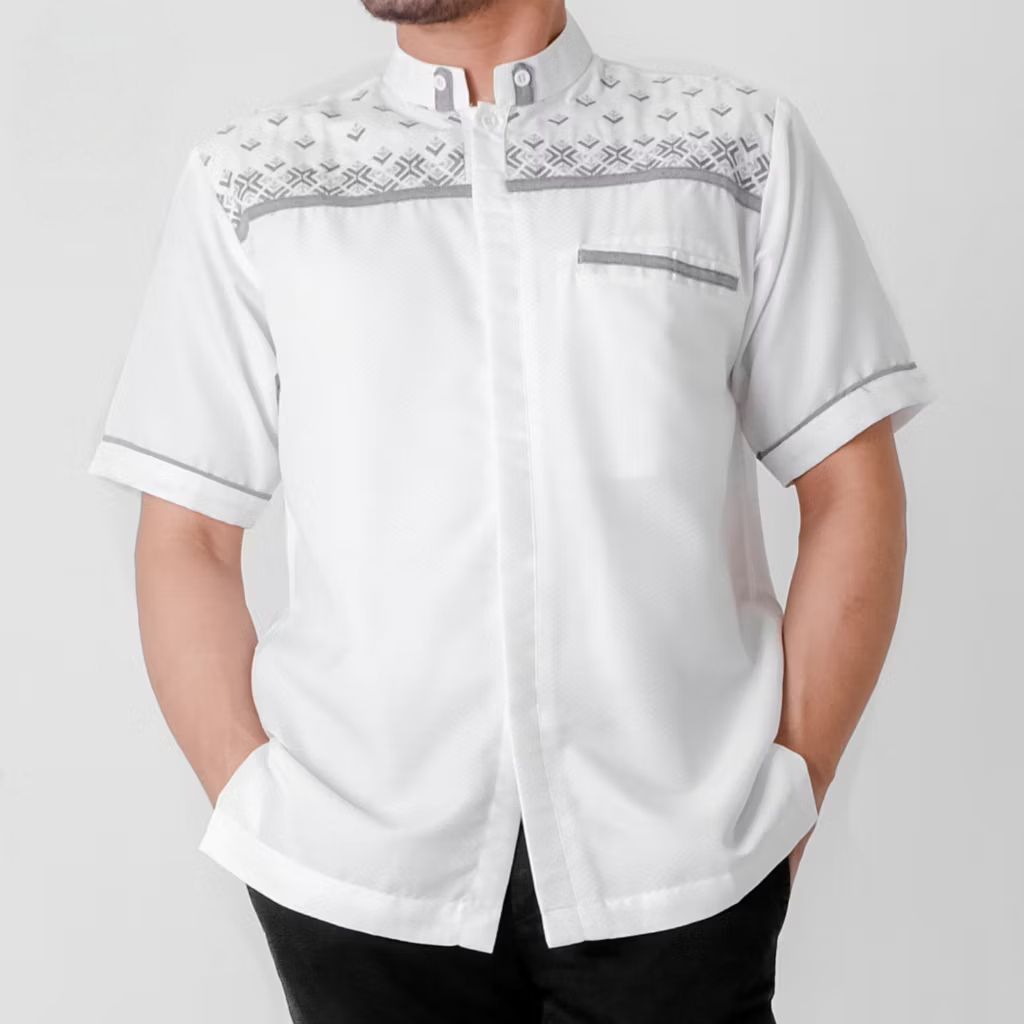 Baju Koko Anak Laki-Laki Bahan katun Bordir Lengan Pendek Umur 2 4 6 8 10 Tahun - Putih BAJU KOKO CO