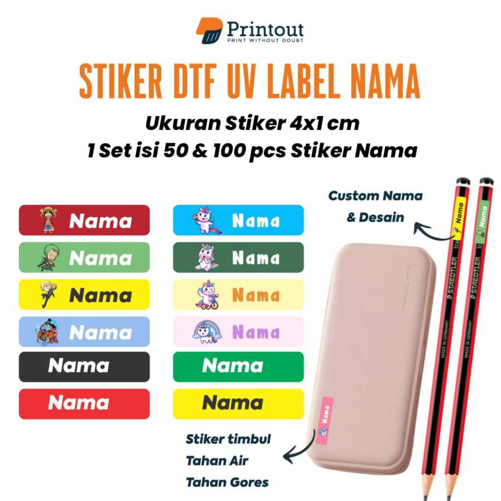 

Printout Stiker Nama Anak Sekolah Custom DTF UV Tahan Air | Label Nama Barang Anak Lucu Anti Luntur