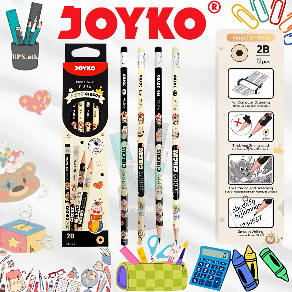 

(12pcs) Pensil / Pencil JOYKO P - 8154 2B Happy Circus
