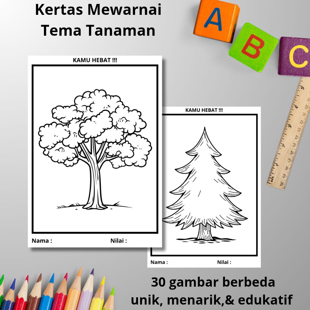 

Kertas Mewarnai Anak Tema Tanaman 20 Lembar Berbeda, Ukuran A4 & A5 Terbaik