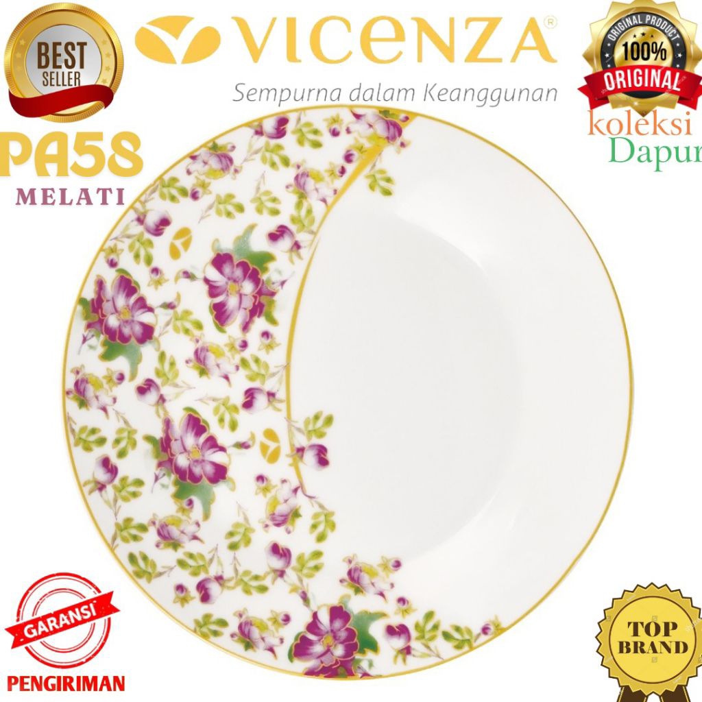 Piring VICENZA, piring 7 inch ,Piring Melati Pa58 tipe piring camilan dan piring kecil, 6 pcs wadah 