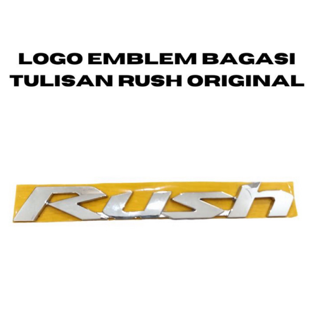 Stiker Emblem Bagasi Mobil Tulisan Rush Chrome