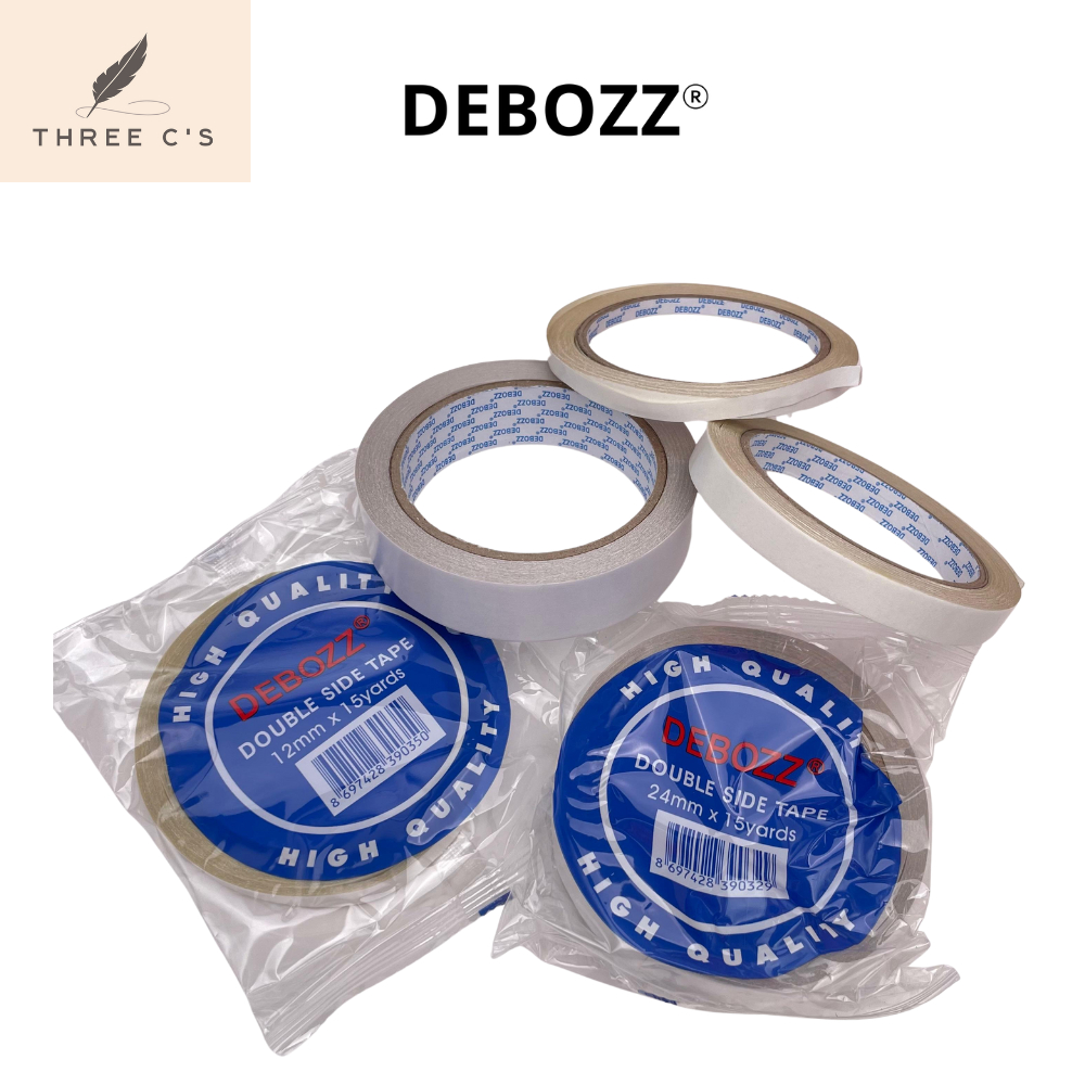 

Double Tape 6mm 12mm 24mm Isolasi bolak balik putih lakban kertas tissue Debozz