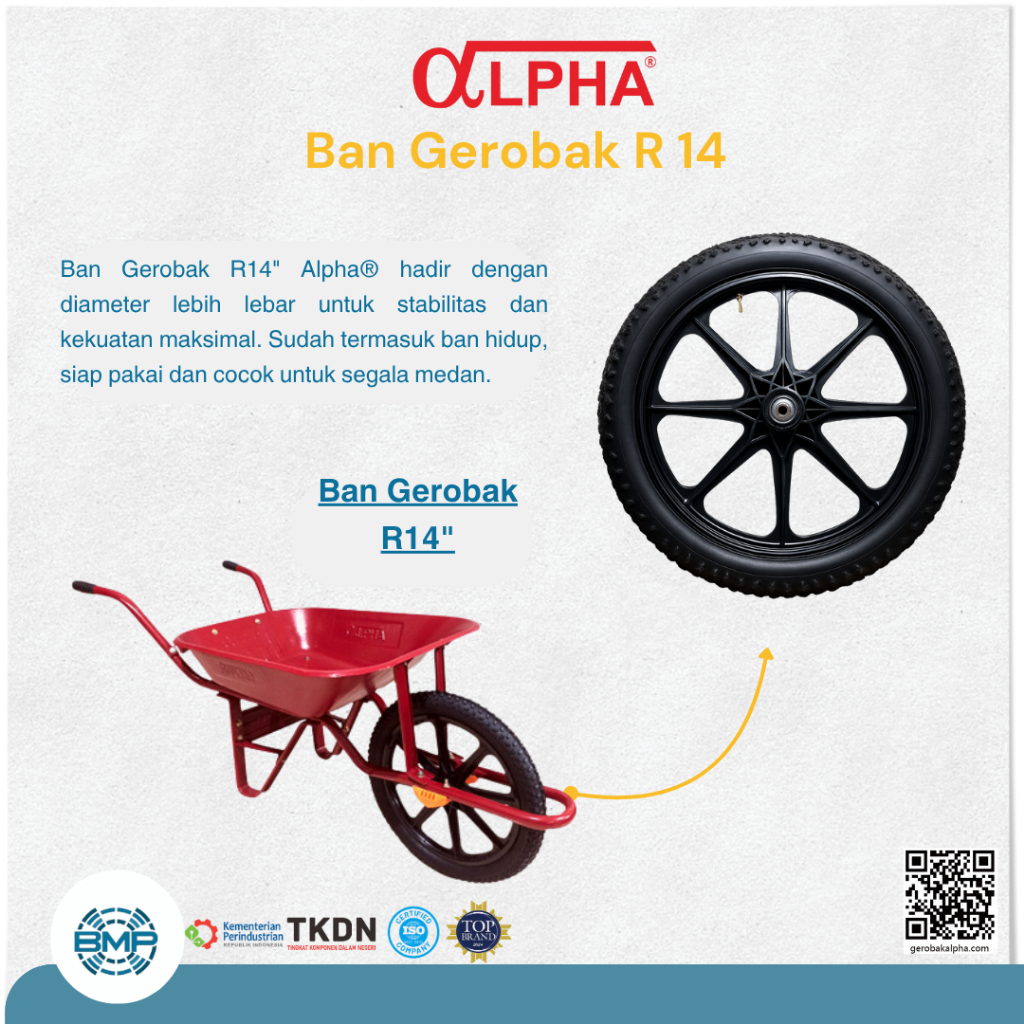 BAN GEROBAK ALPHA R 14" - BAN GEROBAK KUAT UNIVERSAL