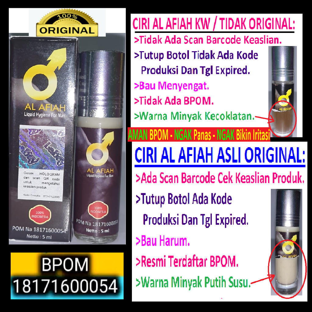 Obatt -Kuat Tahan Lama Al Afiah Liquid Hygiene For Man Asli Original Madu Super Tonik Ghassan2203