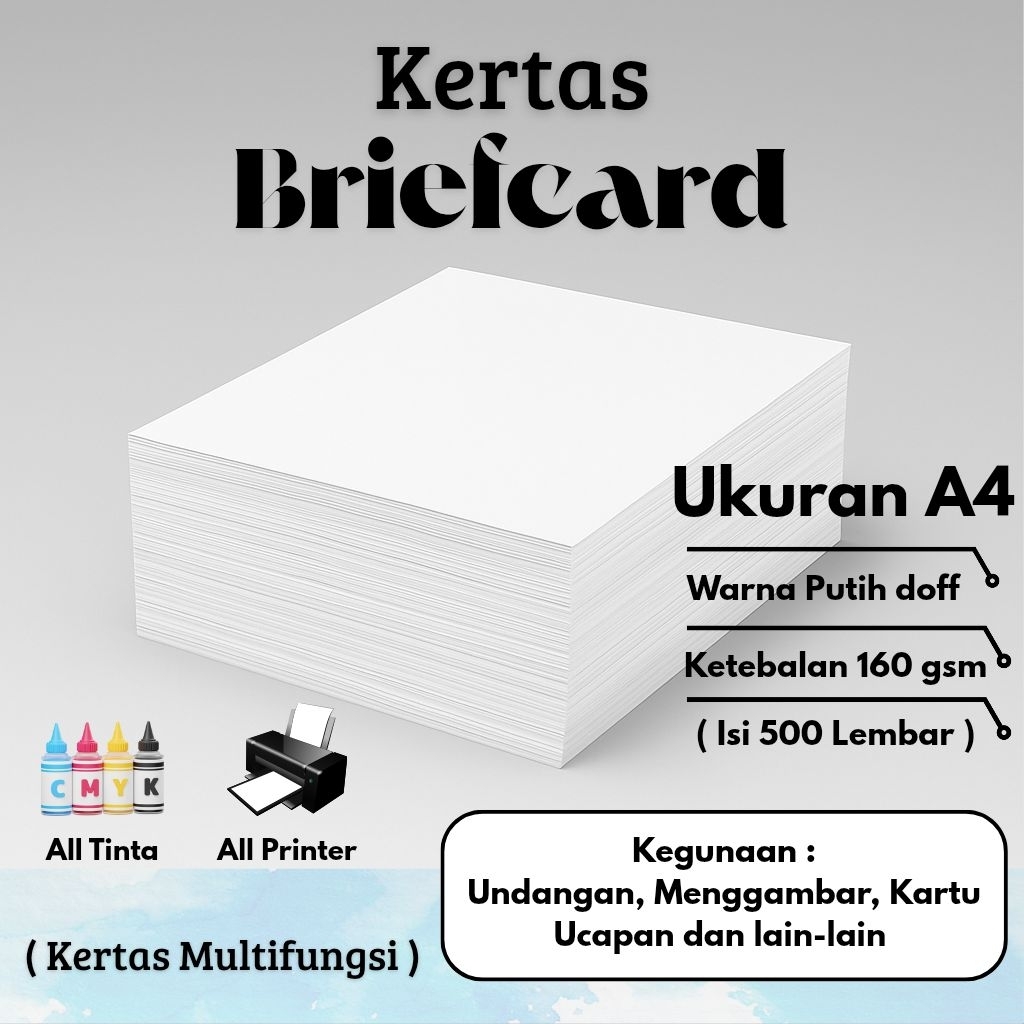 

Grosir Kertas Briefcard / Bc Ukuean A4 160gsm Putih / 500L
