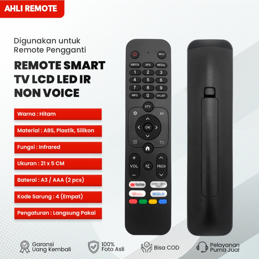 Remote Smart TV Polytron 81J237 / Remot TV LCD LED Polytron 81J237M01 IR Non Voice