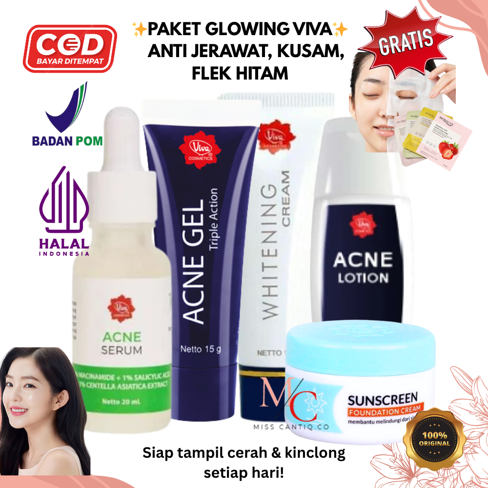 ORIGINAL BPOM VIVA SKINCARE PAKET LENGKAP ANTI JERAWAT, FLEK HITAM, KUSAM, BERMINYAK