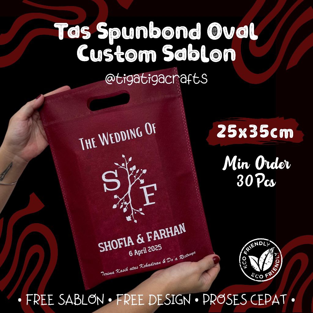 

SABLON OVAL 25X35 Custom Sablon Tas Spunbond Oval 25x35 Tas Oval 25x35 Sablon Tas Plong Sablon Goodie Bag Sablon Tas Hajatan sablon Tas Souvenir Sablon Tas Sablon Weding Tas Khitan Tas Aqiqah Tas Haul Tas Mengenang Tas Haji Tas Umroh