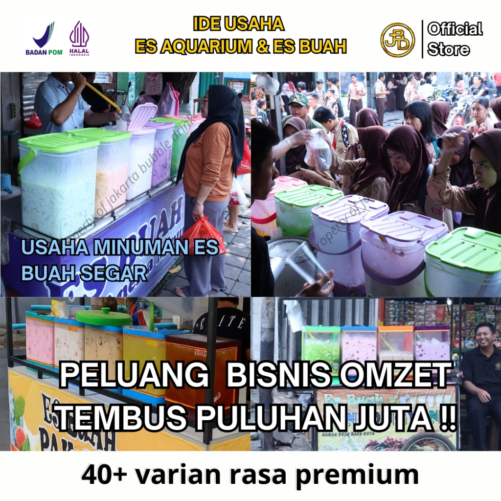 

[IDE USAHA bubuk ES BUAH ES AQUARIUM] JBD Bubuk Minuman Premium Aneka Rasa 1 KG | JBD | Halal & BPOM