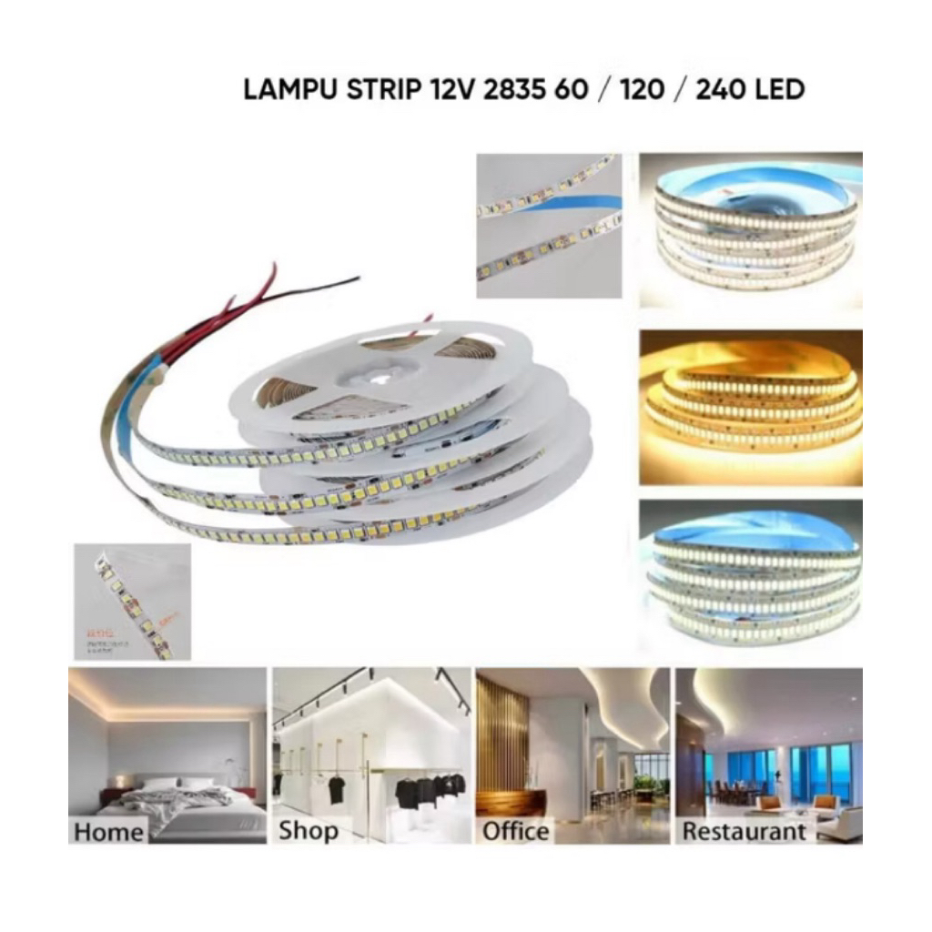 Lampu Led Strip Dekorasi 5 Meter Putih 12 Volt 60 LED Waterproof
