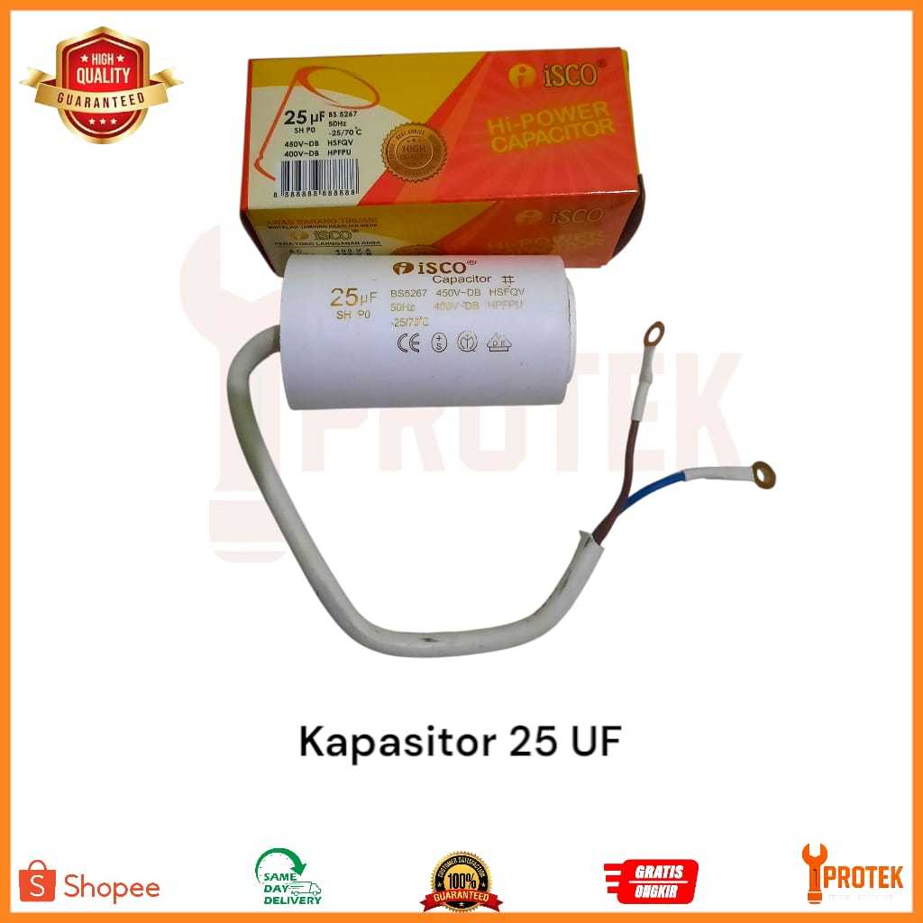 KAPASITOR 25UF 450V ISCO BULAT CAPACITOR ISCO 25 UF MIKRO 450 VOLT