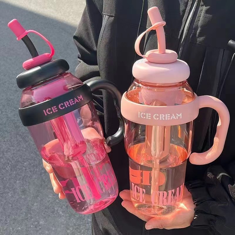 Tumbler Aesthetic Botol Minum Model Gelas Dengan Kapasitas 1200M Ice Bottle impor