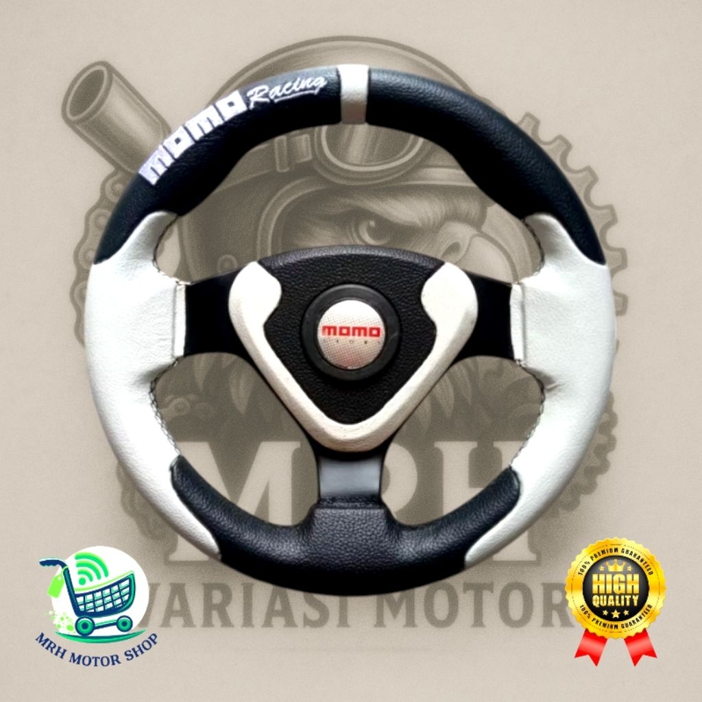 SETIR STIR MOBIL RACING MOMO UNIVERSAL SEMUA MOBIL UKURAN 9 10 12 13 14 INCH MODEL 3 KAKI WARNA PUTI