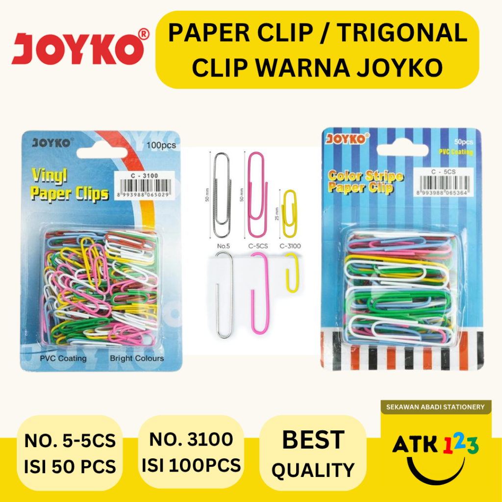 

JOKYKO Paper Clip / Clip Penjepit Kertas Merk Joyko Warna-Warni C-3100 / 5-5CS