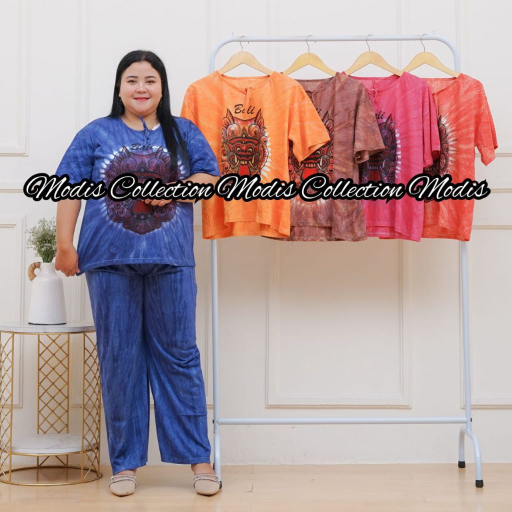 Setelan Celana Panjang Ukuran Jumbo LD 120 Bahan Kaos Motif Tie Dye