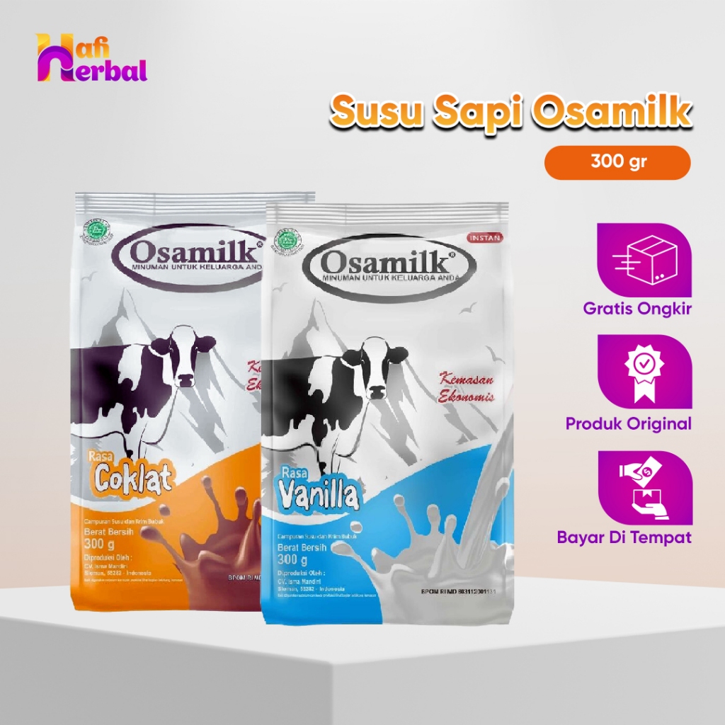 

Osamilk - Susu Bubuk Sapi Penambah Berat Badan Rasa Coklat dan Vanilla isi 300 gr