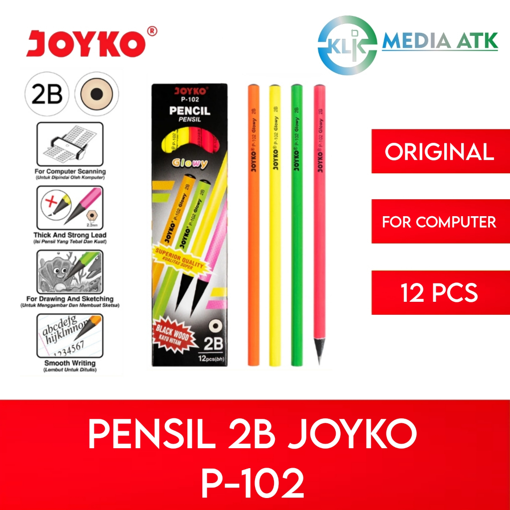 

Pensil 2B Joyko P-102 Black Wood - 12 Pcs