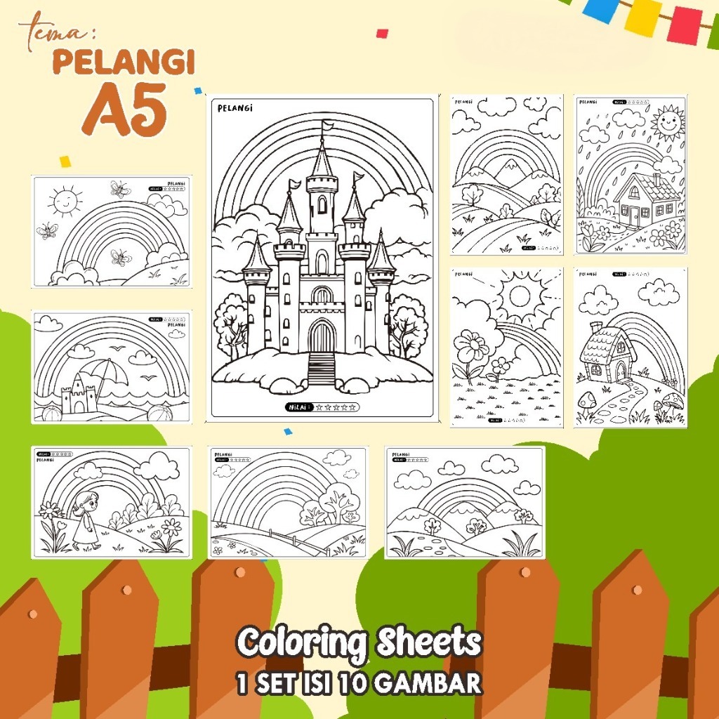 

(A5) KERTAS MEWARNAI ANAK - COLORING SHEETS KODE PELANGI - LEMBAR MEWARNAI ANAK PAUD/TK/SD