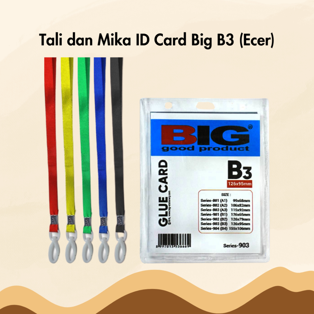 Paket Tali dan Tempat ID Card BIG Ukuran B3 Ecer Per Pcs Satuan