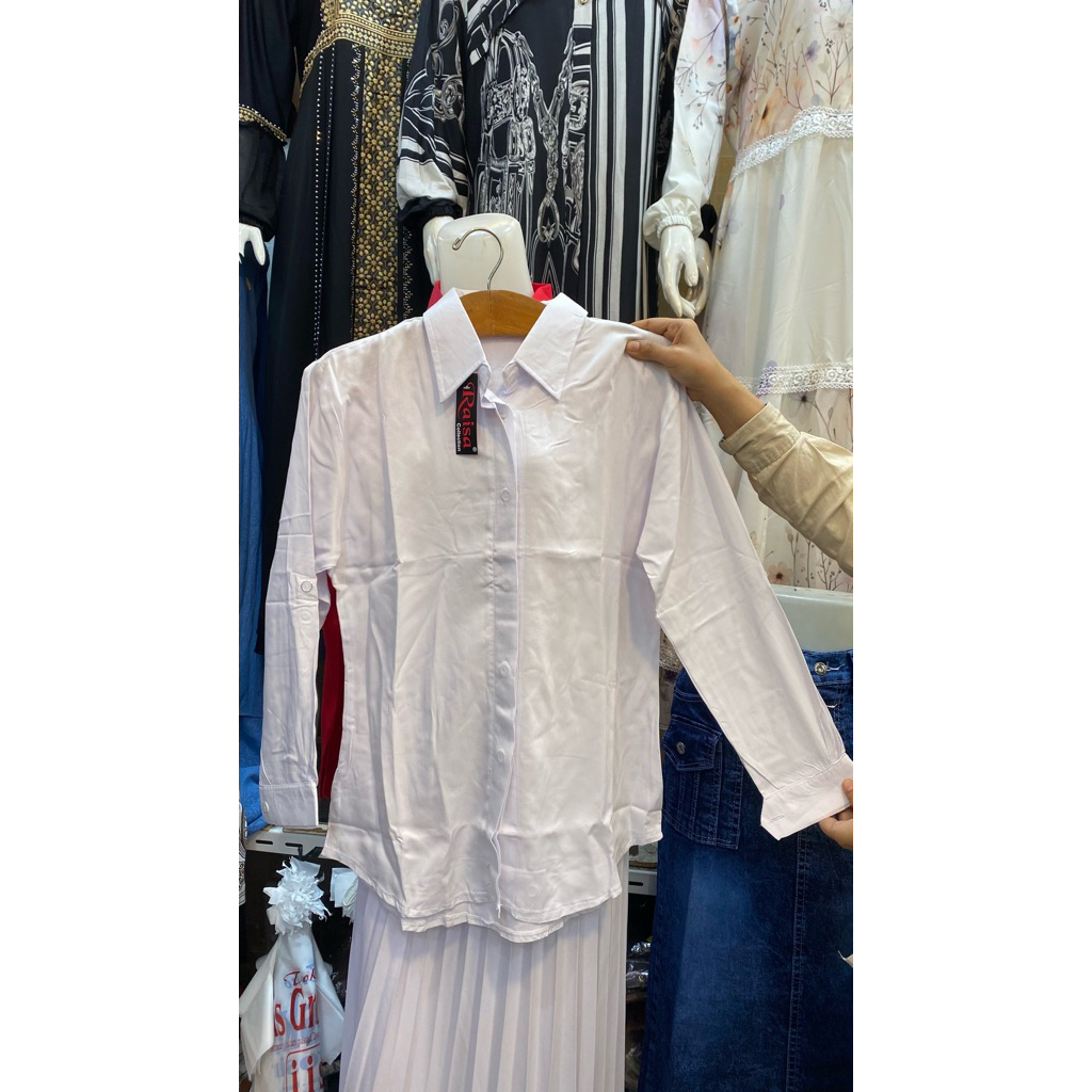 BAJU KEMEJA PUTIH CEWEK || ATASAN WANITA || BAJU KEMEJA KERJA || KEMEJA KATUN TWILL