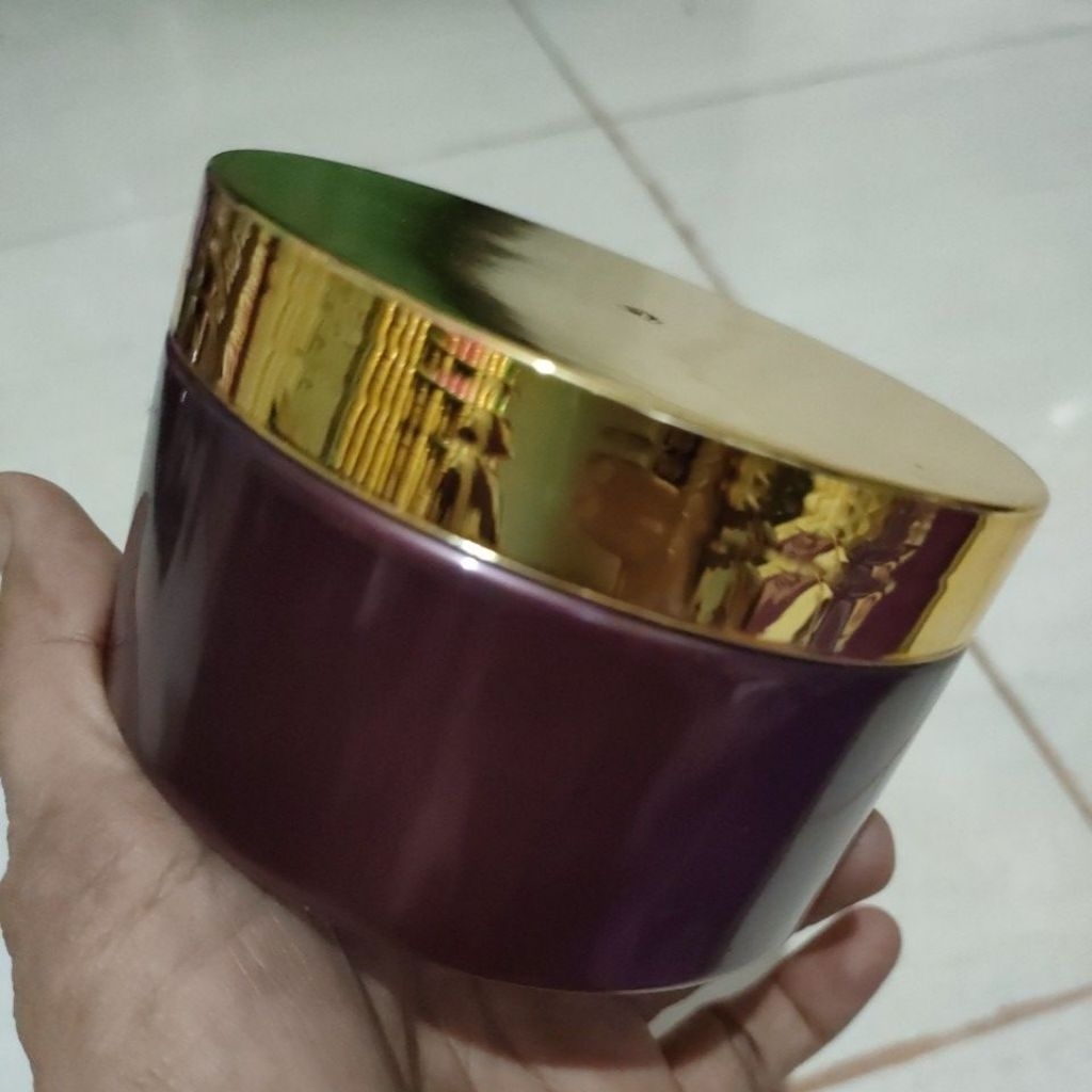 pot lulur PET 250g maroon gold