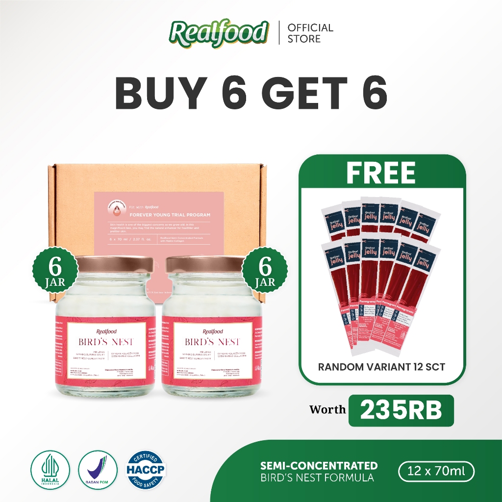 

BUY 6 GET 6, Realfood Forever Young Minuman Sarang Burung Walet dengan Kolagen