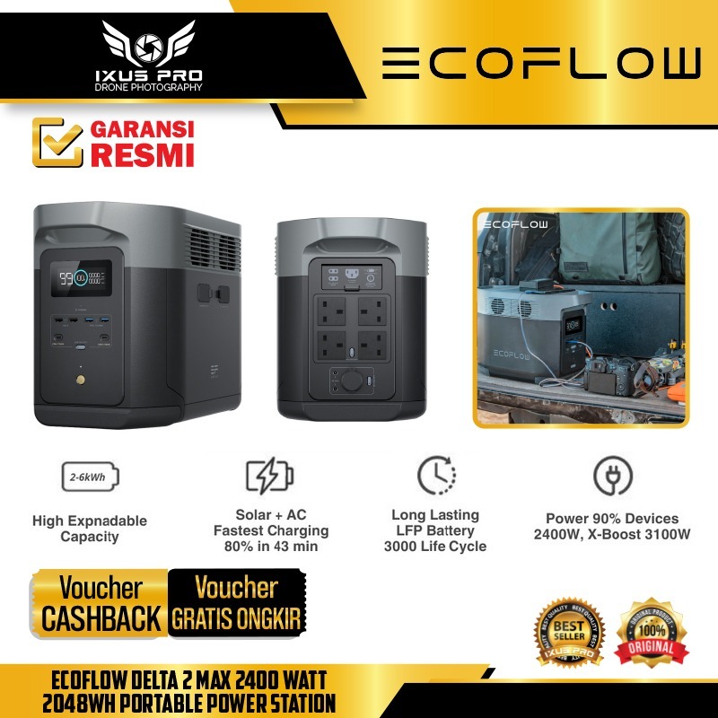 EcoFlow DELTA 2 Max - Stasiun Daya Portabel 2048Wh 2400W