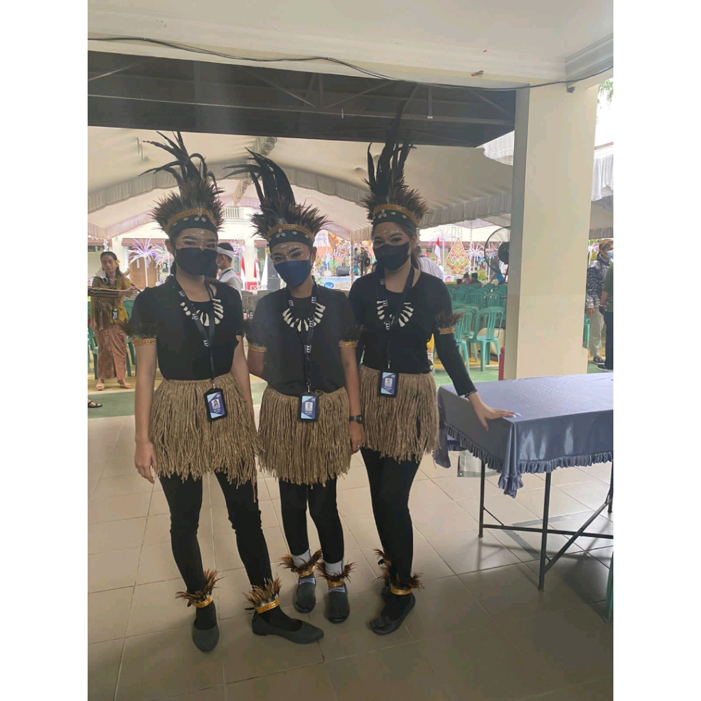 KOSTUM KARNAVAL PAPUA BAJU ADAT ANAK-DEWASA PRIA WANITA PAKAIAN ADAT RUMBAI GONI