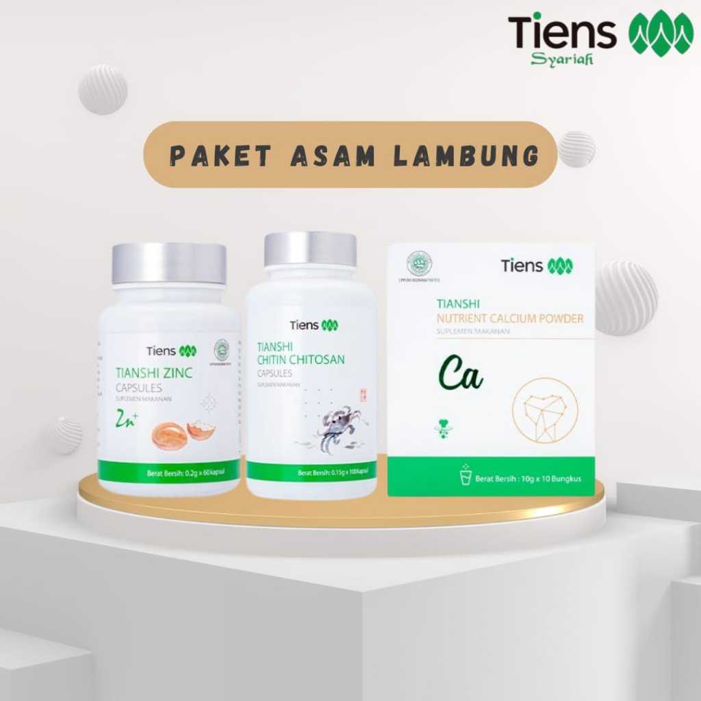 TIENS Paket Asam Lambung, Maag, Gerd Tianshi Chitin Chitosan + Tianshi Zinc + Tianshi Calcium Powder