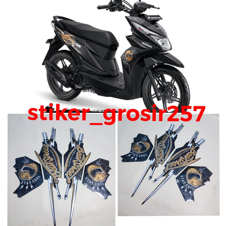STIKER STICKER STRIPING LIS LIST BODY MOTOR BEAT STREET 2018 FI WARNA HITAM