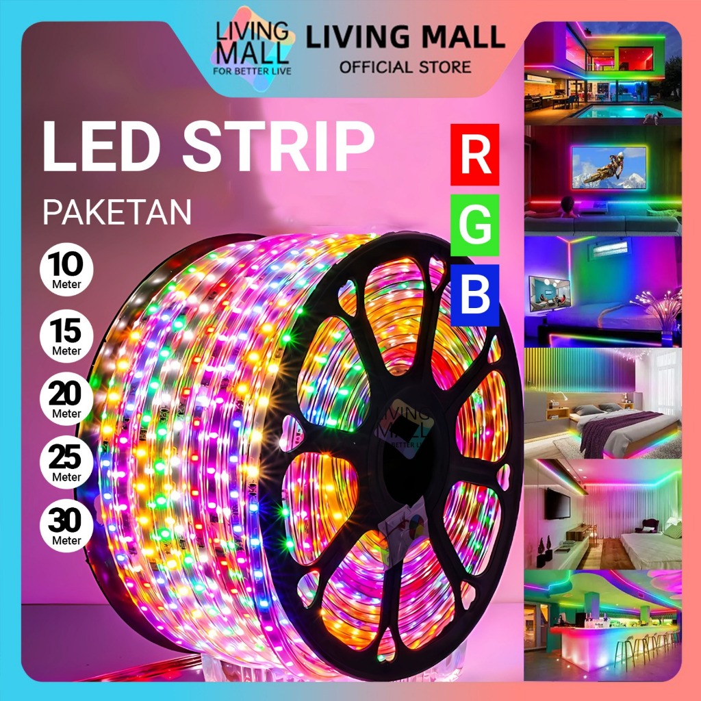 [ PAKET RGB LAMPU STRIP ] PAKET LAMPU LED STRIP SELANG/LED STRIP OUTDOOR WARNA WARNI RGB + ADAPTOR