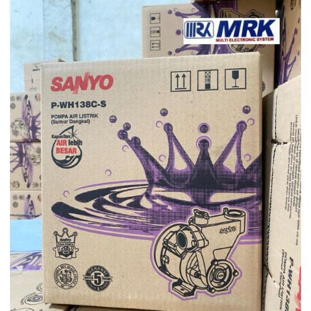 POMPA AIR SANYO PWH-138C(S)/ PWH-138C(S) / PWH-138C(S) NON OTOMATIS / MANUAL ORIGINAL GARANSI RESMI 