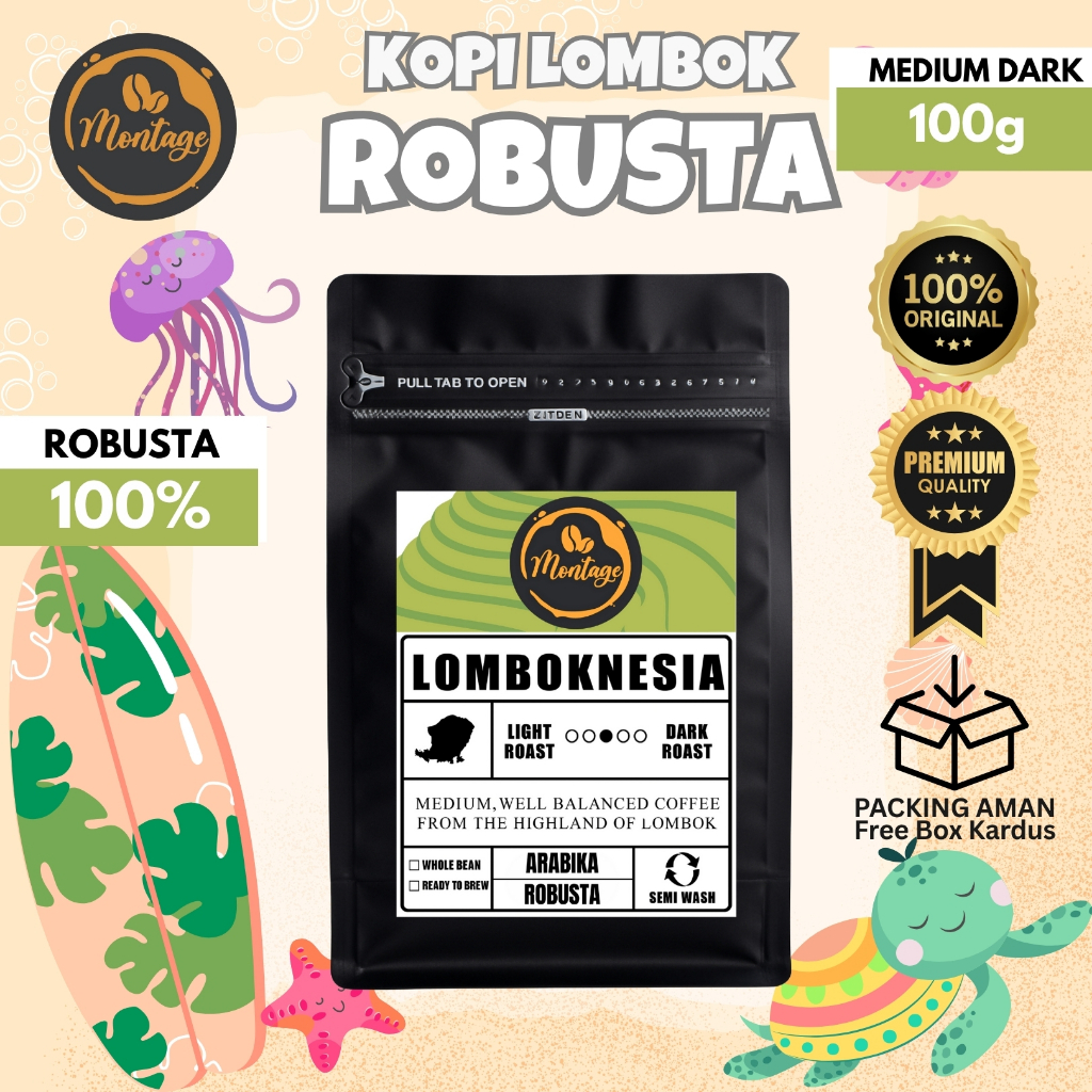 

Montage Kopi Lombok Rinjani Robusta 100g No.1 Grade Kopi Bubuk Murni 100% Kopi Hitam Sembalun
