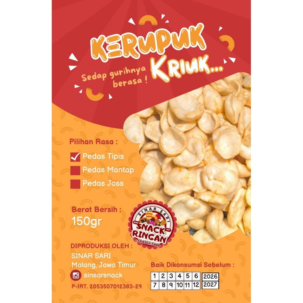 

Kerupuk Amplang Pedas Gurih / Keripik Singkong Pedas / Keripik Singkong Original / Keripik Singkong Gurih