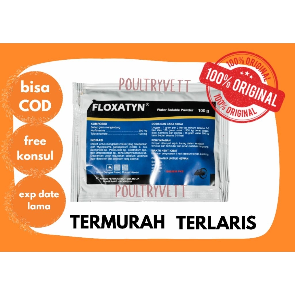 (ANTIBIOTIK AYAM) FLOXATYN 100 GRAM | Untuk ayam pilek