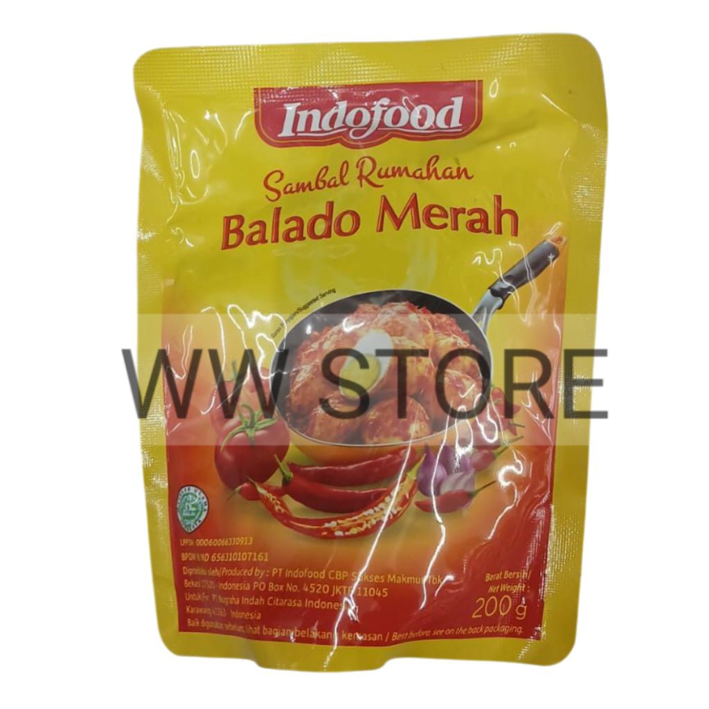 

Saus saos Sambal cabe cabai Rumahan halal MUI Indofood Balado Merah 200g