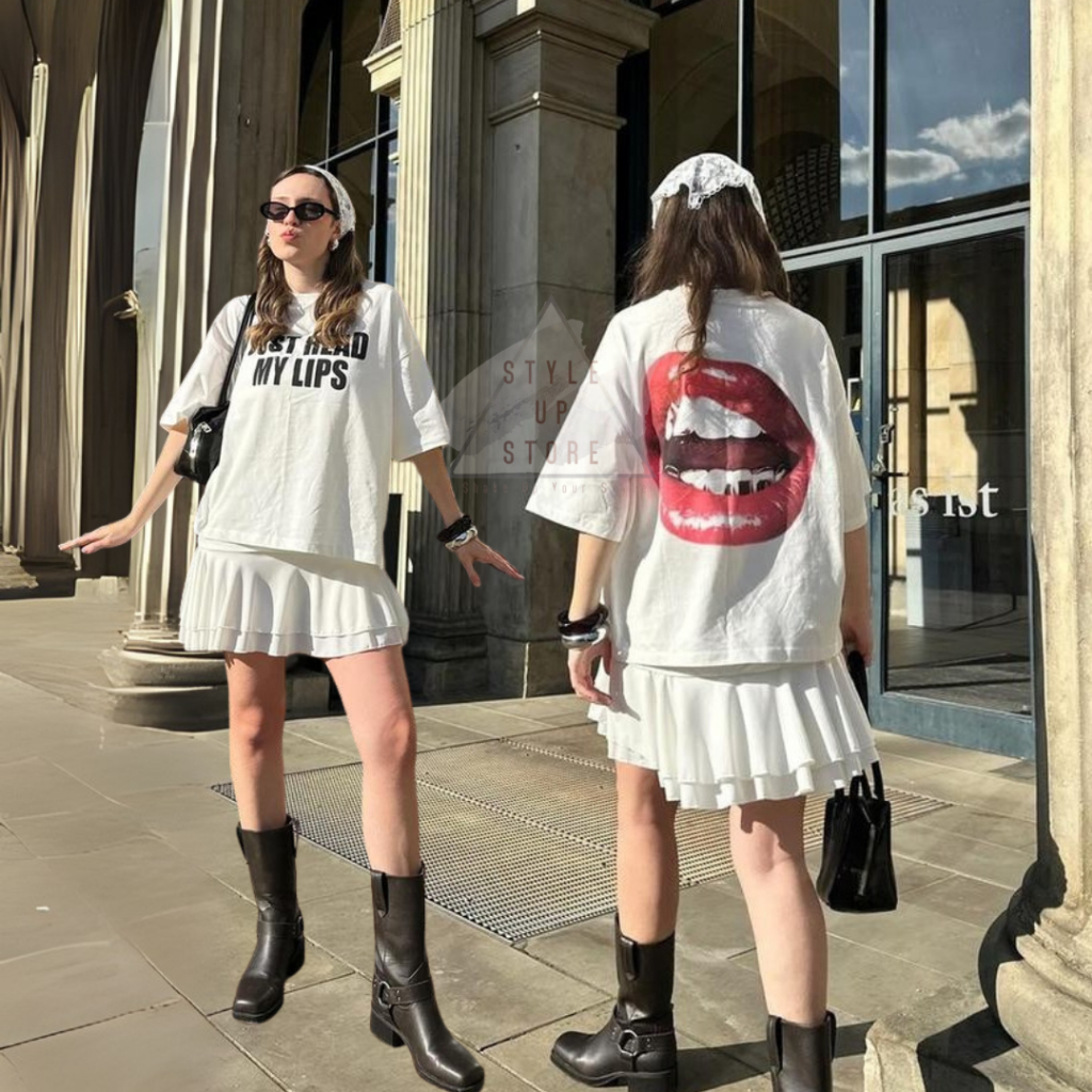 [ STYLEUPSTORE ] BERSHKA Oversize Boxy Tshirt - Kaos Lips