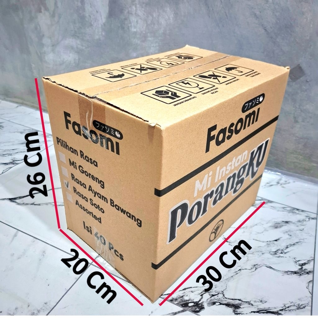 

Kardus 30x20x26 (PxLxT) Single Wall Bekas Dus Mie Porang