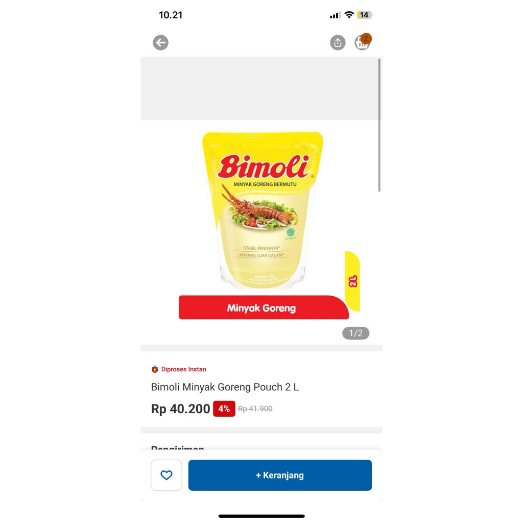 

minyak goreng 2L bimoli