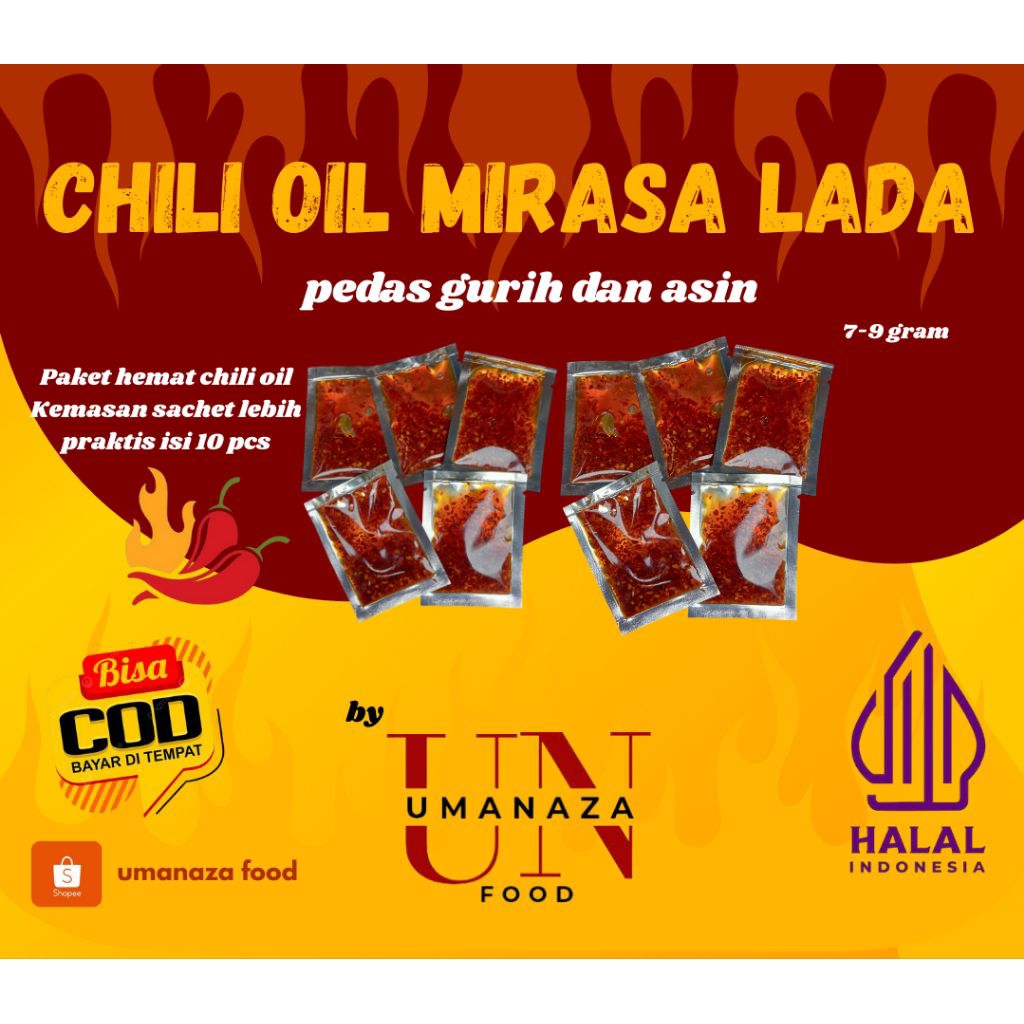 

CHILI OIL/MINYAK CABAI paket hemat isi (10pcs) kemasan sachet